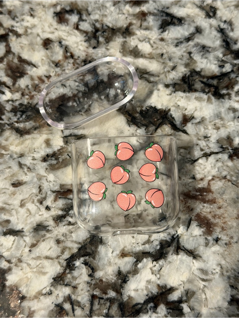 SHEIN Clear AirPods Case with Peach Print
